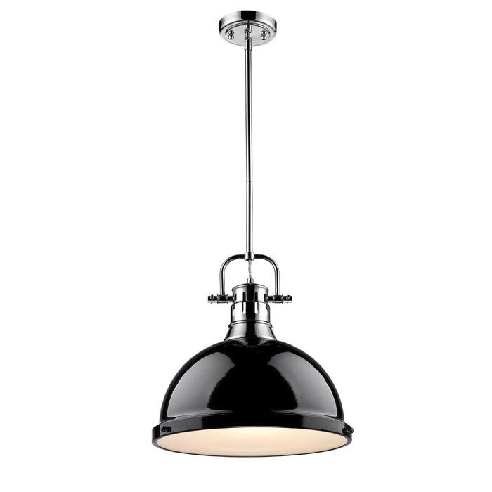 Golden - 3604-L CH-BK - One Light Pendant - Duncan - Chrome