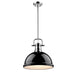 Golden - 3604-L CH-BK - One Light Pendant - Duncan - Chrome