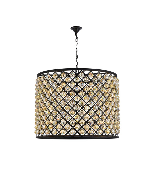 Madison 12 Light Chandelier Matte Black-Mid. Chandeliers-Elegant Lighting-Lighting Design Store