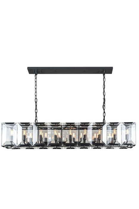 Monaco 18 Light Chandelier Flat Black-Linear/Island-Elegant Lighting-Lighting Design Store