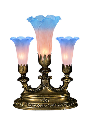 Pink/Blue Pond Lily Three Light Accent Lamp