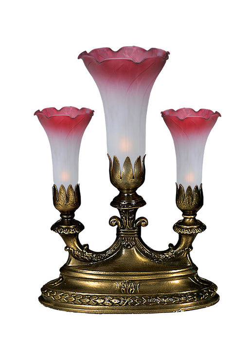 Meyda Tiffany - 12050 - Three Light Accent Lamp - Pink/White Pond Lily - Antique