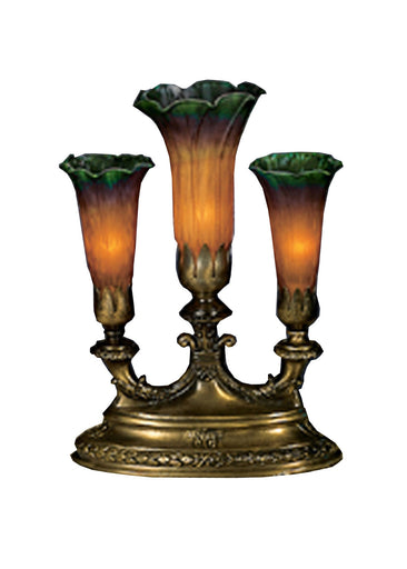 Amber/Green Pond Lily Three Light Accent Lamp