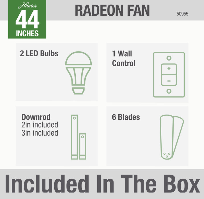 Radeon 44" Ceiling Fan-Fans-Hunter-Lighting Design Store