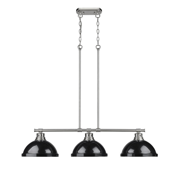 Golden - 3602-3LP PW-BK - Three Light Linear Pendant - Duncan - Pewter
