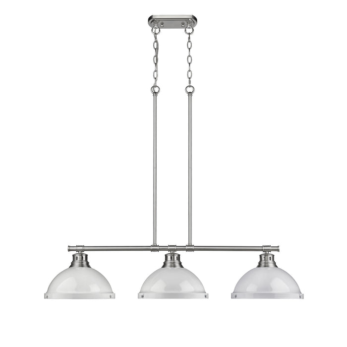 Golden - 3602-3LP PW-WH - Three Light Linear Pendant - Duncan - Pewter