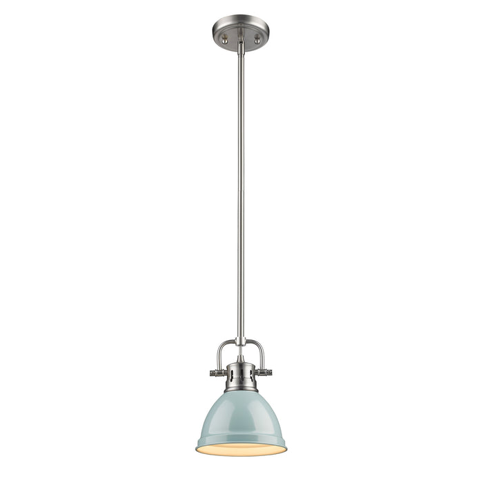Golden - 3604-M1L PW-SF - One Light Mini Pendant - Duncan - Pewter