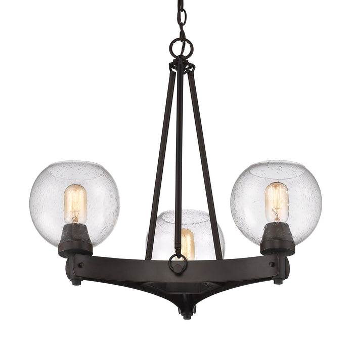 Golden - 4855-3 RBZ-SD - Three Light Chandelier - Galveston - Rubbed Bronze