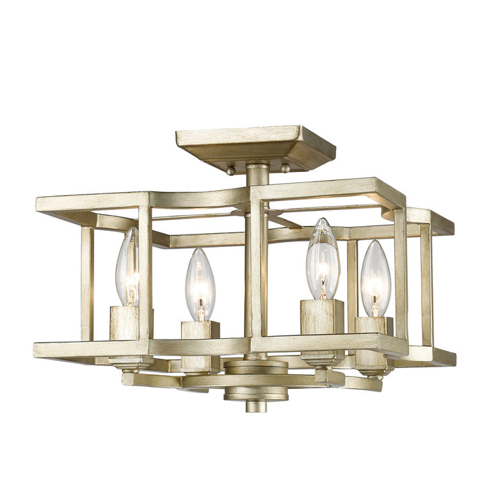Golden - 7151-SF WG - Four Light Semi-Flush Mount - Bellare - White Gold
