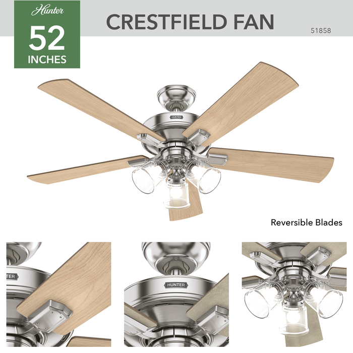 Crestfield 52" Ceiling Fan-Fans-Hunter-Lighting Design Store