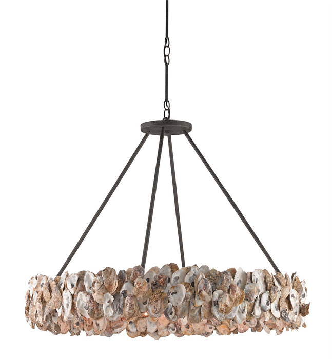 Currey and Company - 9672 - Eight Light Chandelier - Oyster - Textured Bronze/Natural