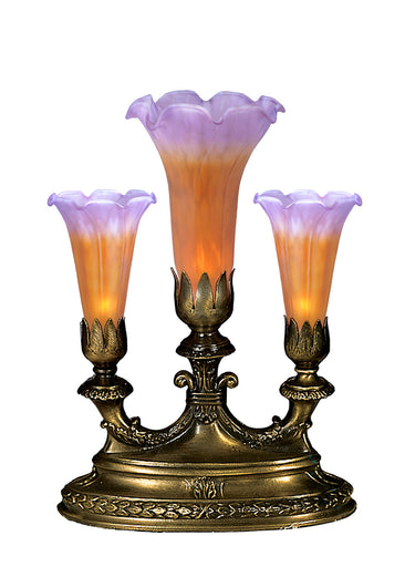 Amber/Purple Pond Lily Three Light Accent Lamp