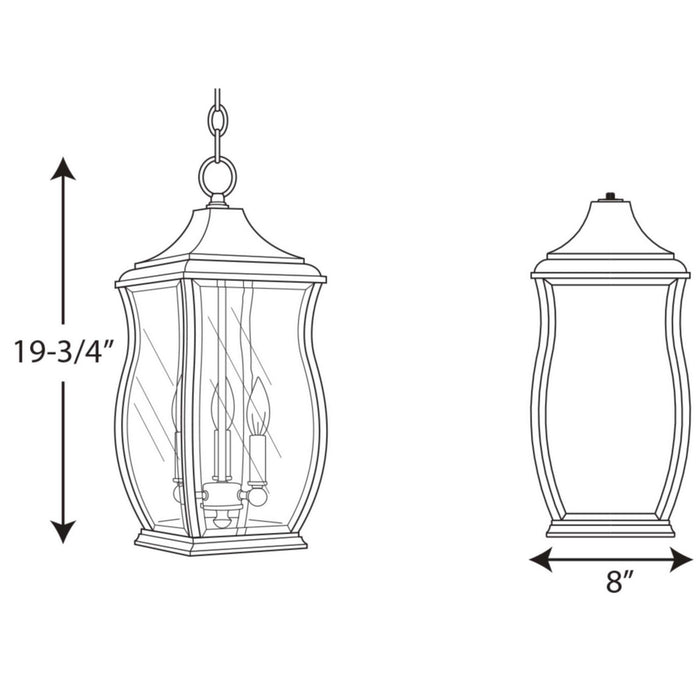 Progress Lighting - P5504-108 - Three Light Hanging Lantern - Township - Oil Rubbed Bronze