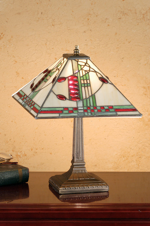 Meyda Tiffany - 66486 - 12.5"Accent Lamp - Mackintosh Square - Beige Green Red