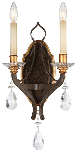 Chateau Nobles Two Light Wall Sconce Raven Bronze With Sunburst Gold Leaf Highlights