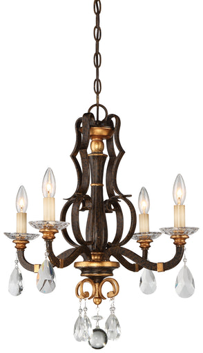 Chateau Nobles Four Light Mini Chandelier Raven Bronze W/Sunburst Gold H