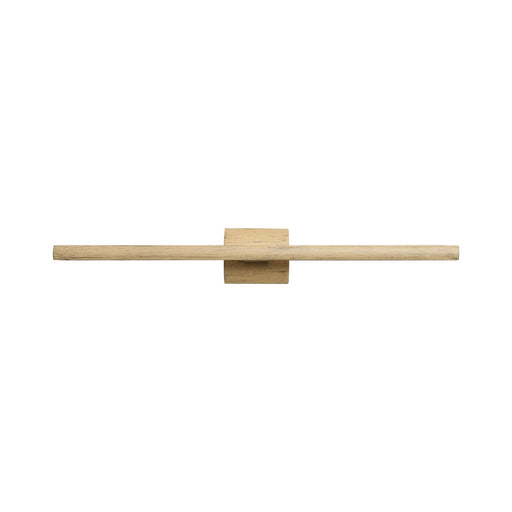 A minimalist light natural wood wall-mounted rod or bar with a square block mount, shown against a solid white background.
