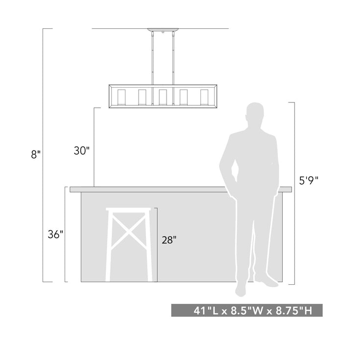 Golden - 2074-LP CH-CLR - Five Light Linear Pendant - Smyth - Chrome