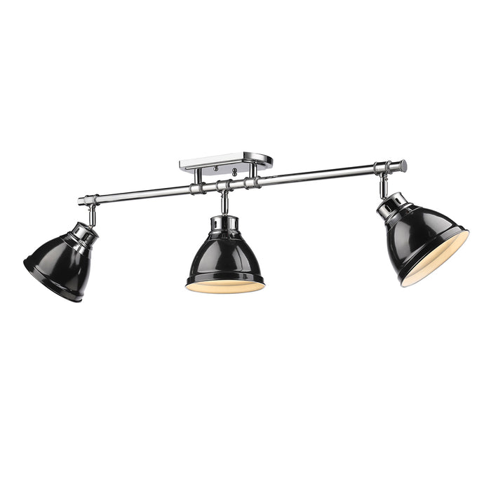 Golden - 3602-3SF CH-BK - Three Light Semi-Flush Mount - Duncan - Chrome