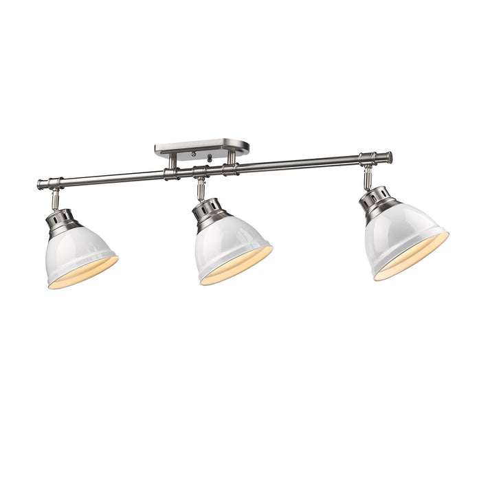 Golden - 3602-3SF PW-WH - Three Light Semi-Flush Mount - Duncan - Pewter