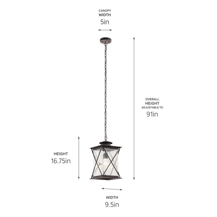Kichler - 49747WZC - One Light Outdoor Pendant - Argyle - Weathered Zinc