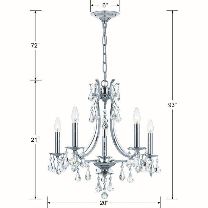 Crystorama - 5935-CH-CL-MWP - Five Light Chandelier - Cedar - Polished Chrome