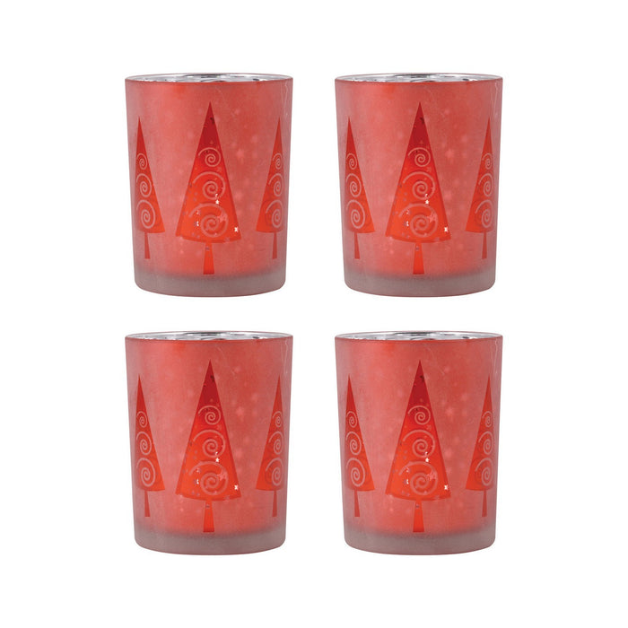 ELK Home - 394577/S4 - Pillar Holders (Set Of 4) - Modern Trees - Red