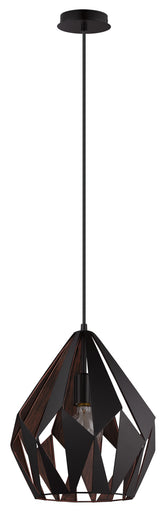 Carlton One Light Pendant Black & Copper
