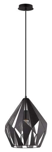 Carlton One Light Pendant Black & Silver