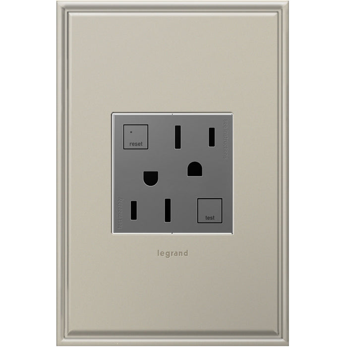 Legrand - AGFTR2152M4 - Duplex Self-Test GFCI Receptacles - Adorne - Magnesium