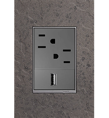 Legrand - AWM1G3HFFE1 - 1-Gang + Wall Plate - Adorne - Natural Iron