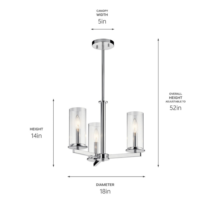 Kichler - 43997CH - Three Light Chandelier/Semi Flush - Crosby - Chrome