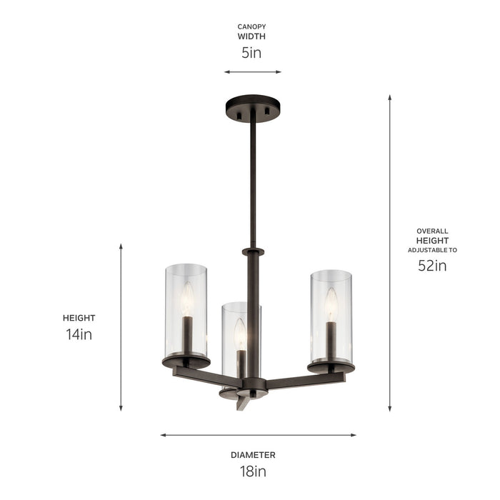 Kichler - 43997OZ - Three Light Chandelier/Semi Flush - Crosby - Olde Bronze