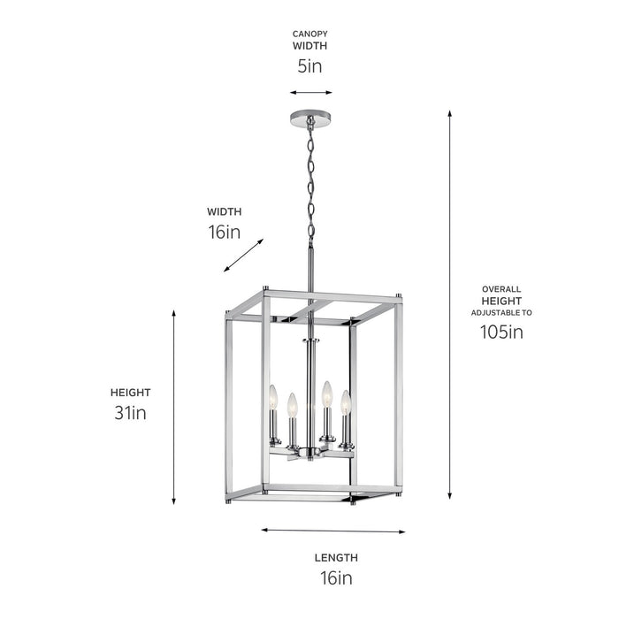 Kichler - 43998CH - Four Light Foyer Pendant - Crosby - Chrome