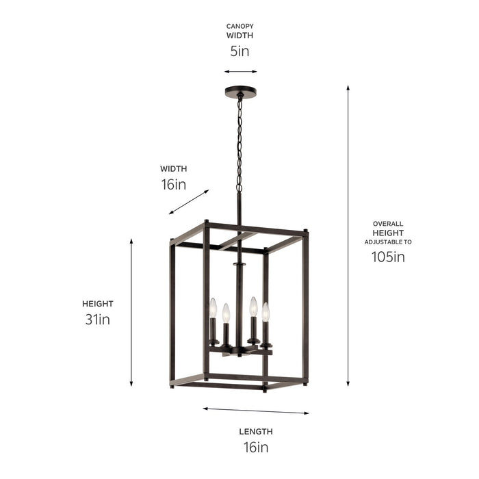 Kichler - 43998OZ - Four Light Foyer Pendant - Crosby - Olde Bronze