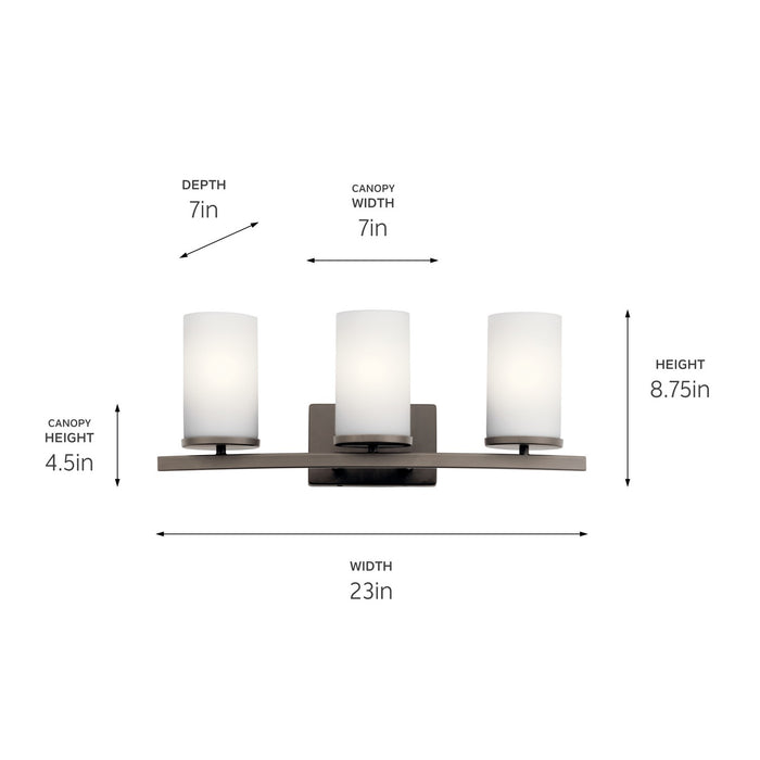 Kichler - 45497OZ - Three Light Bath - Crosby - Olde Bronze