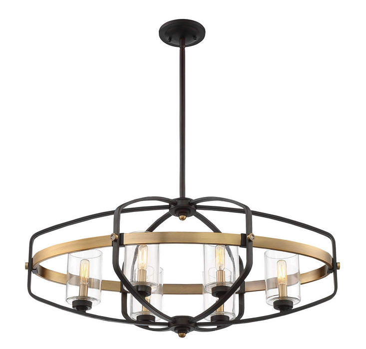 Savoy House - 1-8042-6-79 - Six Light Linear Chandelier - Kirkland - English Bronze and Warm Brass