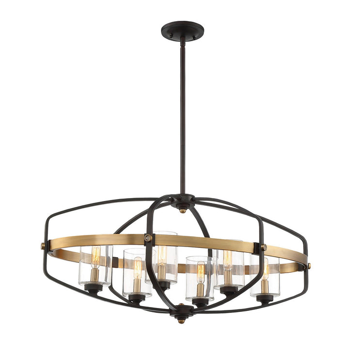 Savoy House - 1-8042-6-79 - Six Light Linear Chandelier - Kirkland - English Bronze and Warm Brass