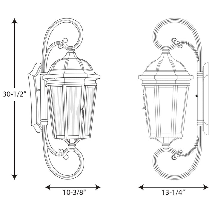 Progress Lighting - P560017-031 - Three Light Large Wall Lantern - Verdae - Black