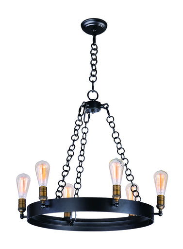 Noble Six Light Chandelier Black / Natural Aged Brass