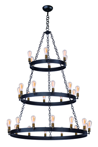 Noble 30 Light Chandelier Black / Natural Aged Brass