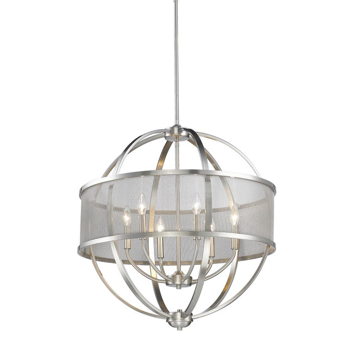 Golden - 3167-6 PW-PW - Six Light Chandelier - Colson - Pewter