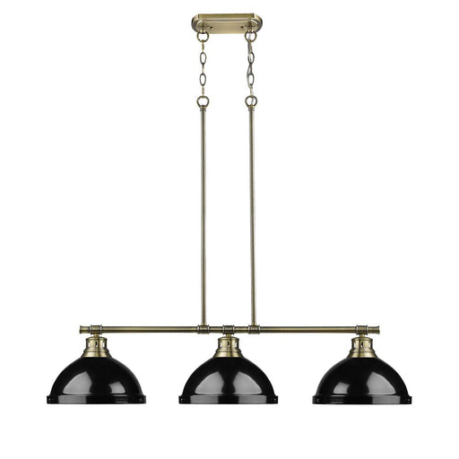 Duncan Three Light Linear Pendant Aged Brass