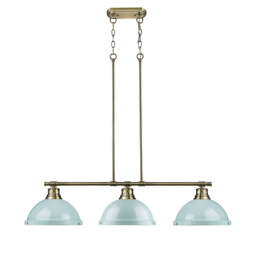 Duncan Three Light Linear Pendant Aged Brass
