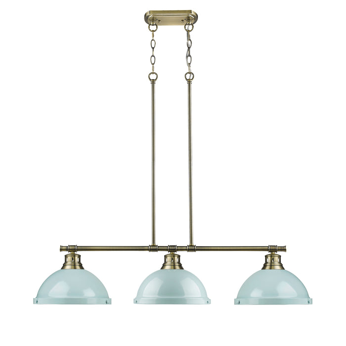 Golden - 3602-3LP AB-SF - Three Light Linear Pendant - Duncan - Aged Brass