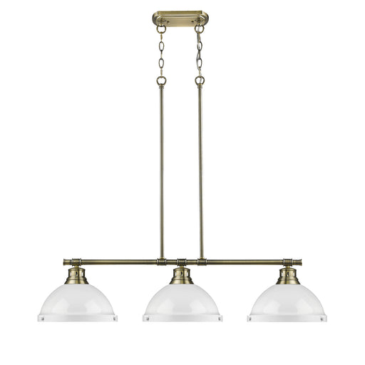 Duncan Three Light Linear Pendant Aged Brass
