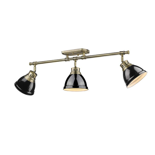 Duncan Three Light Semi-Flush Mount Aged Brass