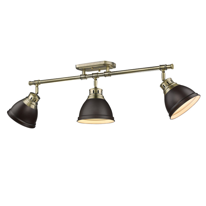 Golden - 3602-3SF AB-RBZ - Three Light Semi-Flush Mount - Duncan - Aged Brass