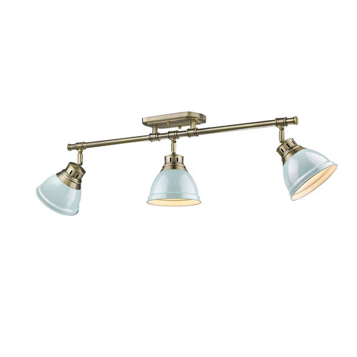 Duncan Three Light Semi-Flush Mount Aged Brass