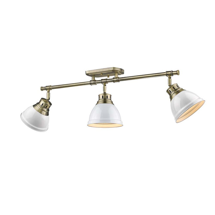 Golden - 3602-3SF AB-WH - Three Light Semi-Flush Mount - Duncan - Aged Brass